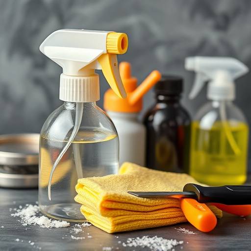 A bottle of all-purpose cleaning spray and a microfiber cloth, essential tools for a quick daily reset