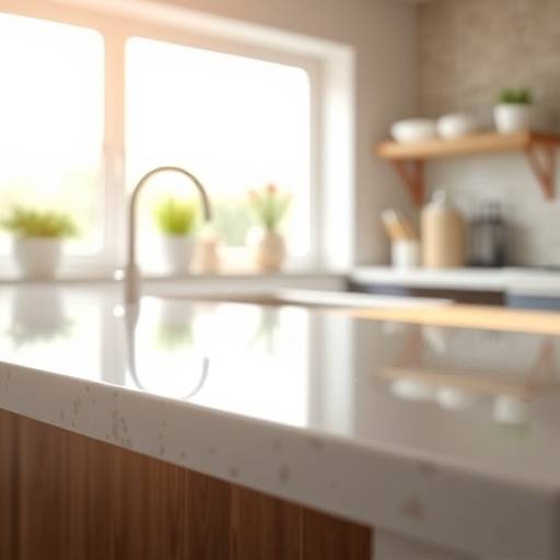 A sparkling clean kitchen counter, illustrating the result of consistent daily cleaning efforts
