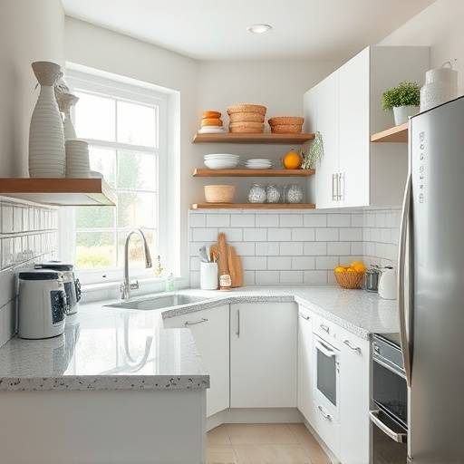 A sparkling clean kitchen with organized countertops and appliances